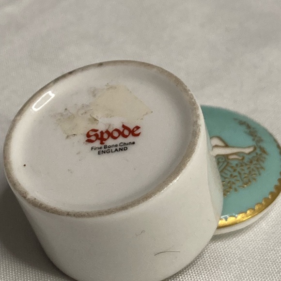Vintage Spode Fine Bone China Trinket Box Cherub teal and gold Floral Pattern. - Picture 3 of 8